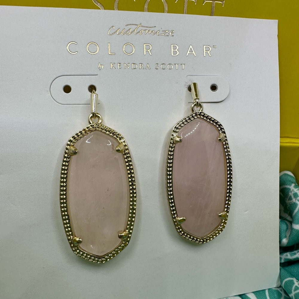 Kendra Scott Elle Gold Drop Earrings Pink Quartz